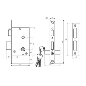 Замок врезной ЗЕНИТ ЗВ4-3.03 черный
