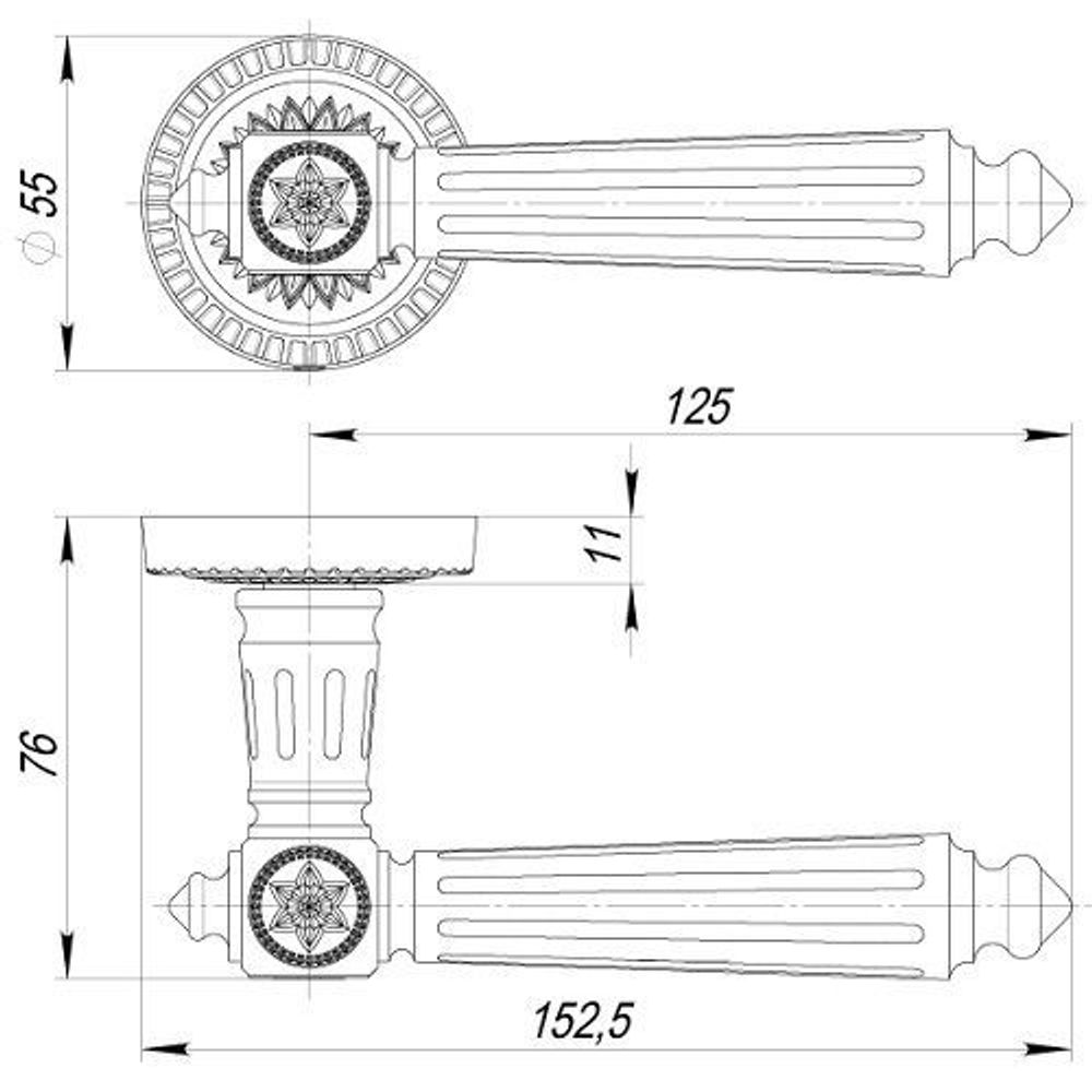 Ручка раздельная ARMADILLO MATADOR CL4 SILVER-925 серебро 925 /32969/
