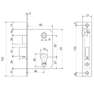 Замок врезной AVERS 0827/60 G золото