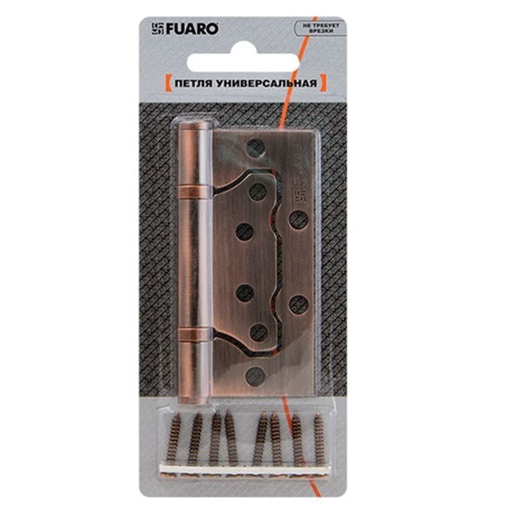 Петля универсальная без врезки FUARO 500-2BB/BL 100x2,5 PB латунь /31051/ (1 шт)1