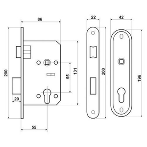 Замок врезной APECS 1601 CR хром