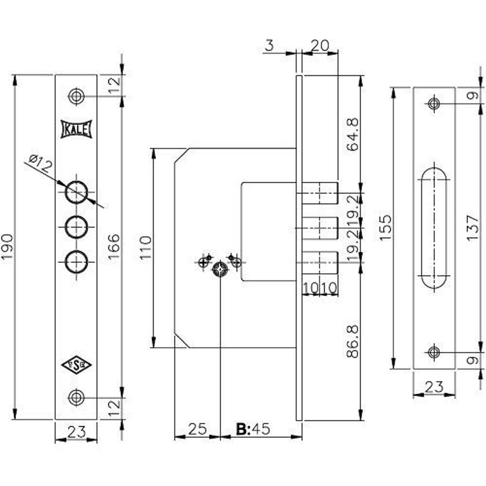 Врезной замок kale kilit 189 3mf