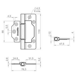 Петля универсальная без врезки ARMADILLO IN4300.US BL черный /61845/ (1шт)