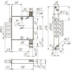Замок врезной МЕТТЭМ ЗВ9 143.1.0 универ./(ЗВСП-2Т-ЗЩ) /15292/