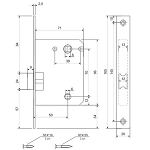 Защелка врезная Code Deco 5600-P-WC-GMS сатин.золото