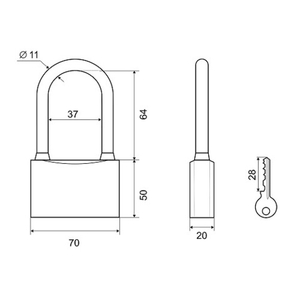 Замок навесной PALLADIUM 301B-70L