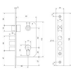 Замок врезной APECS 1000/60 G золото