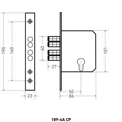 Замок врезной АЛЛЮР 189-4А CP