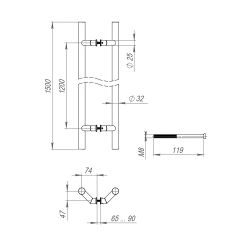 Ручка-скоба FUARO PH-32-45/1500-INOX нержавейка 304 /47959/