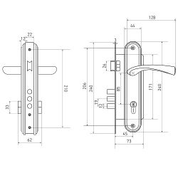 Замок врезной БУЛАТ ЗВ4-3.03.05 Номос золото