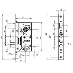 Корпус врезного замка FUARO V10/C-60.85.3R14 /36241/