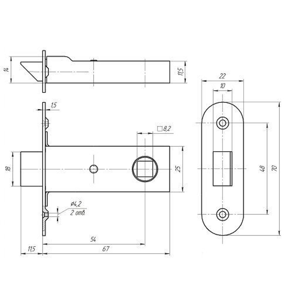 Защёлка врезная ЗЕНИТ ЗЩ2.01 белая