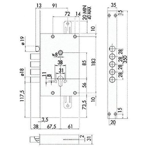 Корпус врезного замка CISA REVOLUTION 56.535.48 /6821/