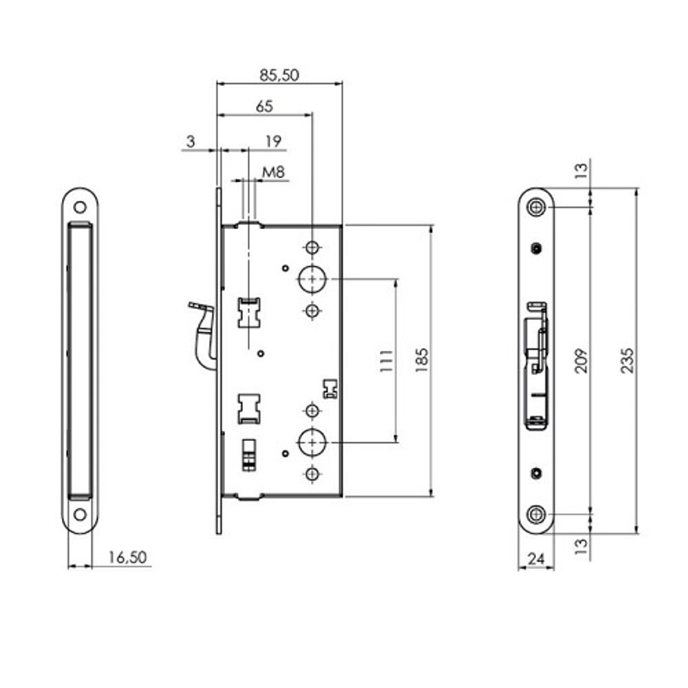 Замок врезной антипаника для пассивной створки ISEO