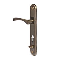 Ручка на планке C.Doory к замку T-0523-AB-R (м/о 80мм) бронза правая