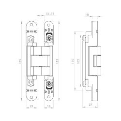 Петля скрытой установки ARMADILLO U3D2400.VPG (Kubica K2460) SC мат. хром /48923/ (1шт)