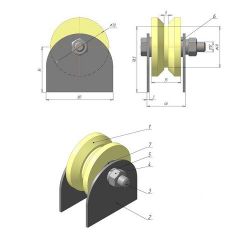 Ролик капролон d-70 под угол на пластинах