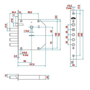 Замок врезной ЭЛЬБОР 1.05.29 Базальт