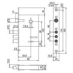 Замок врезной REX 1.7