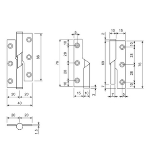 Петля самозакрывающаяся AVERS 76x51x1,5-INOX 201-R