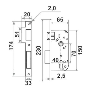 Корпус замка КЗВ-100 (70мм) хром НОРА-М