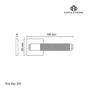 Ручка раздельная PORTA DI PARMA Exa Zig (K) CP хром