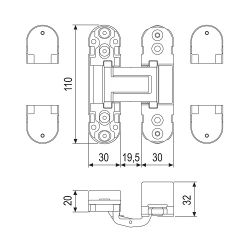 Петля дверная скрытого монтажа PORTA DI PARMA GR графит (аналог Eclipse 2.0) (1шт)