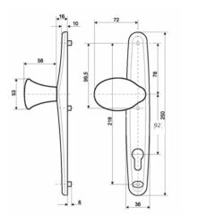 Нажимной гарнитур для ограничения  доступа STUBLINA 1078.00.313 Е=92 мм черный (RAL 9005)