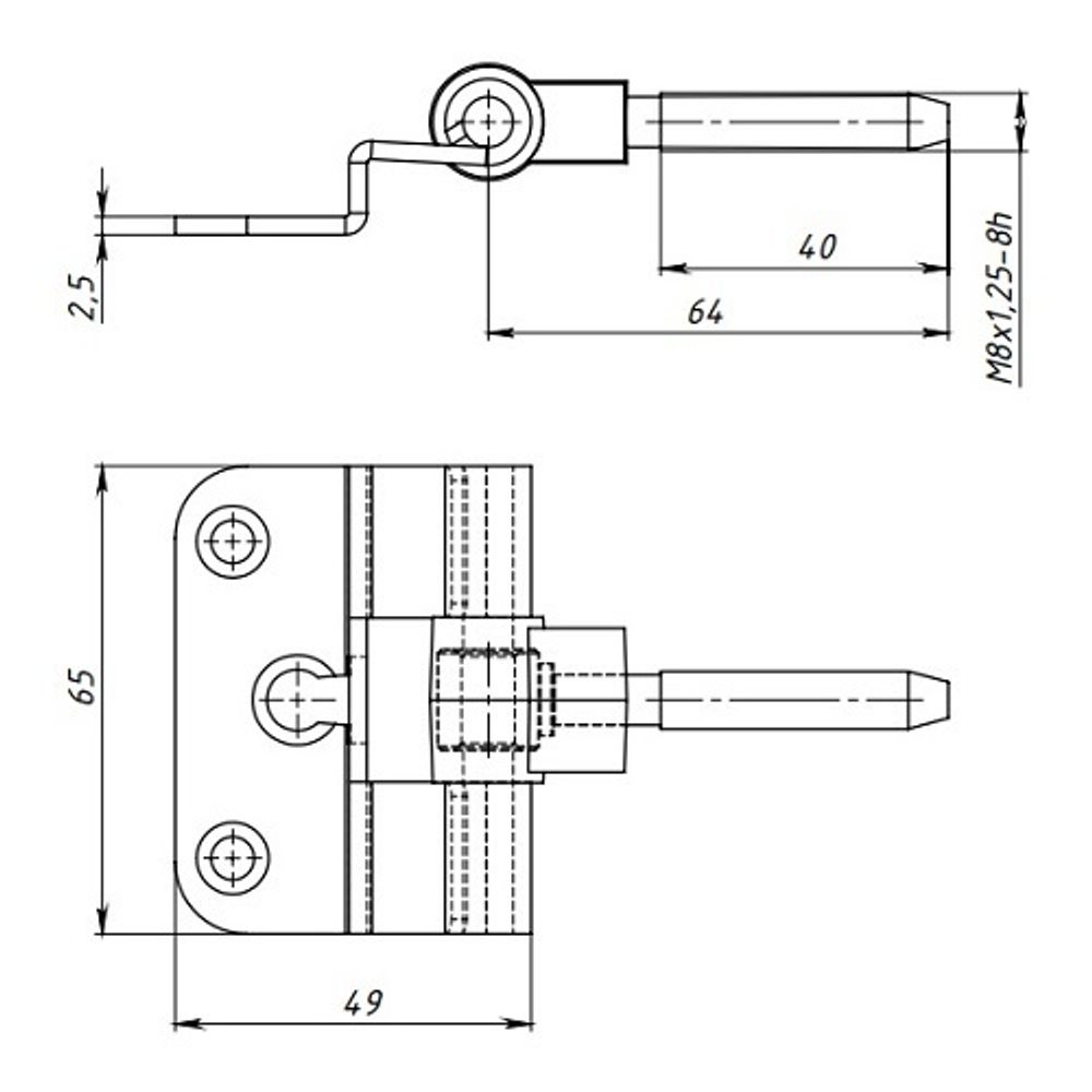 Петля дверная КУНГУР FT-65 пол. (50) (1 шт)
