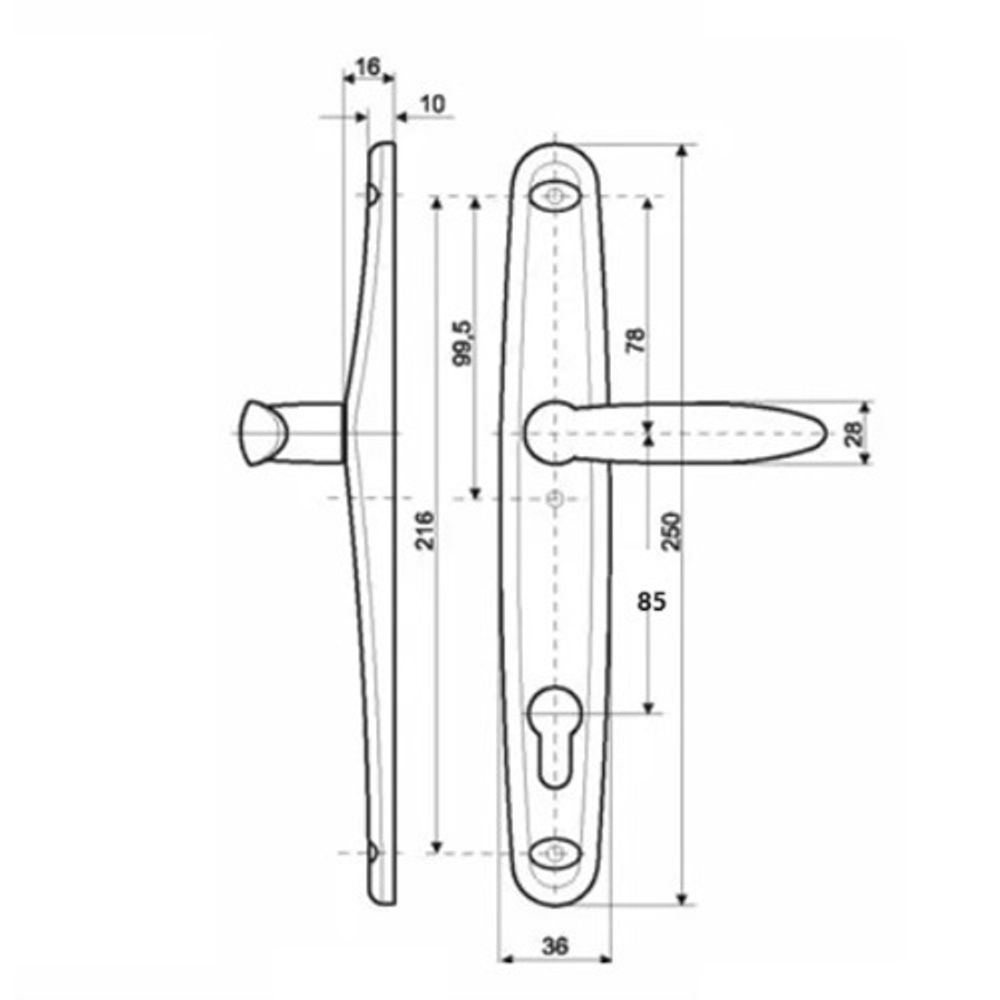 Нажимной гарнитур для ограничения  доступа STUBLINA 1079.00.360 Е=85 мм антрацит (RAL 7016)