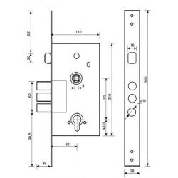 Эскиз с размерами дверного замка