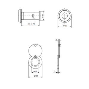 Глазок дверной APECS 3016/40-70 G золото