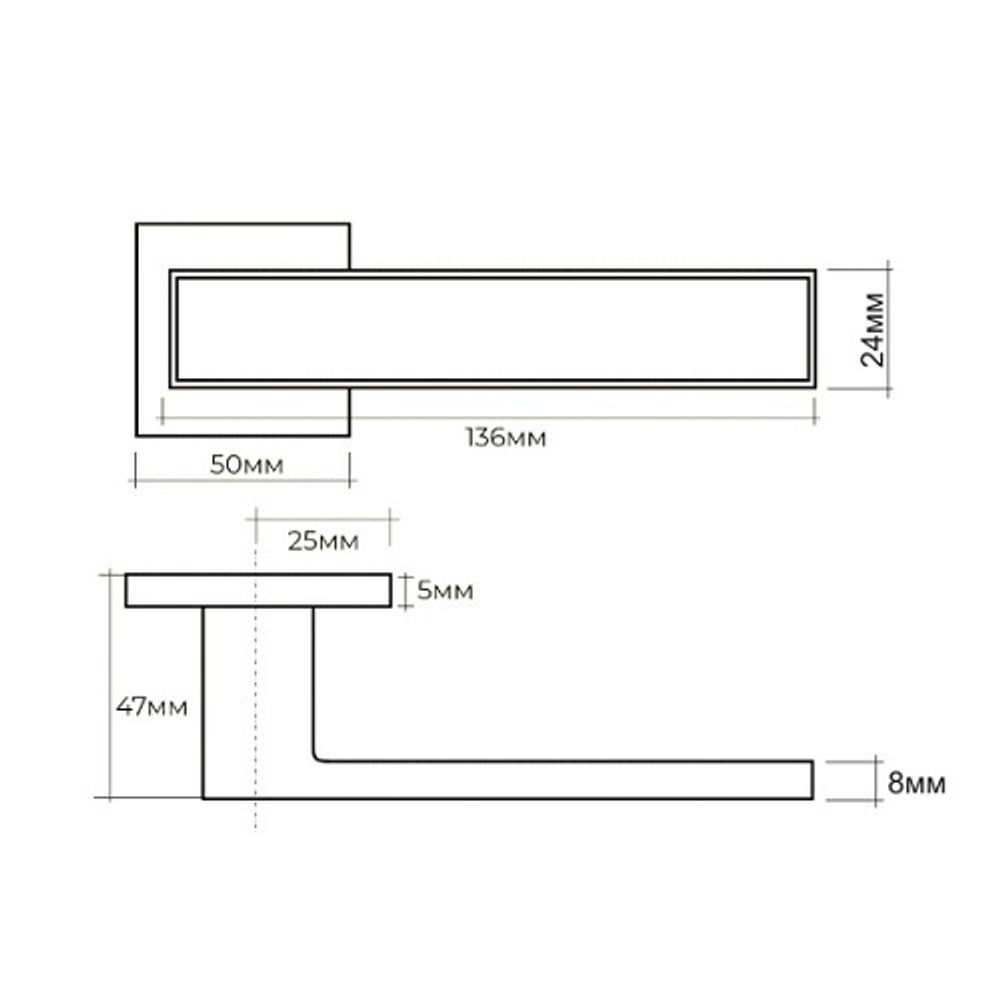 Ручка раздельная ABRISS R21.120 MCP/BL матовый хром/черный
