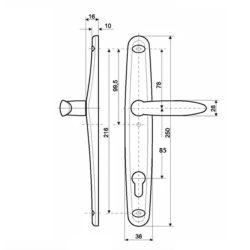 Нажимной гарнитур для ограничения  доступа STUBLINA 1079.00.350 Е=85 мм коричневый (RAL 8017)