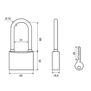 Замок навесной PALLADIUM 301B-60L