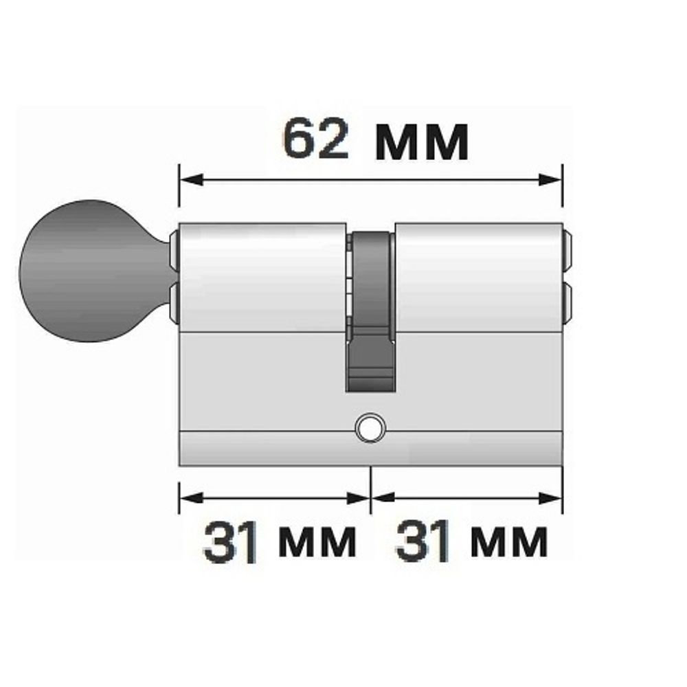 Цилиндровый механизм с вертушкой MOTTURA DPC1F3131 S3 (62 мм/26+10+26) 5+1 никель /39489/