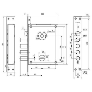 Замок врезной ГАРДИАН ЗВ 40.11 Т "Quattro" правый (5 кл. ЗК.203 Н-03)