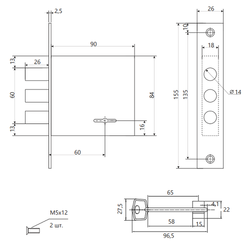 Замок врезной сувальдный AVERS T-47/S6 CR хром