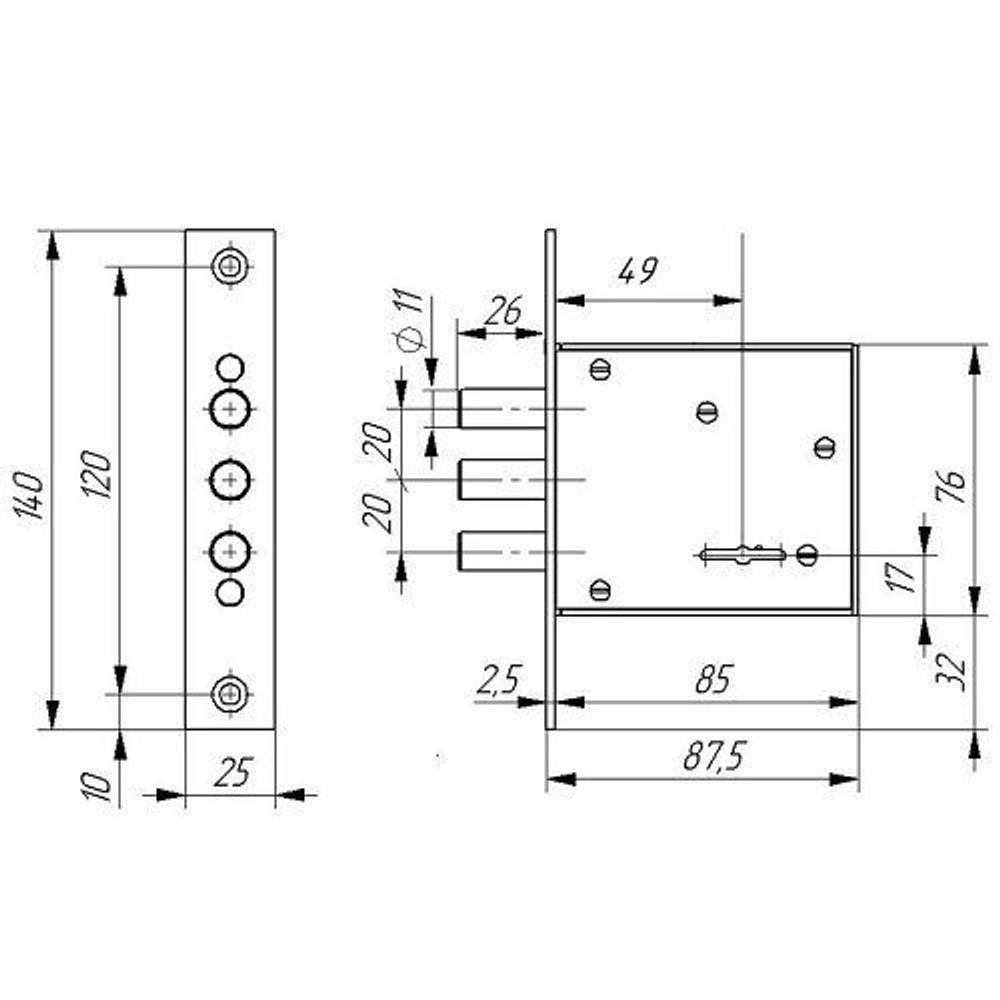 Замок врезной ЗЕНИТ ЗВ8-6