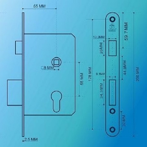 Корпус врезного замка MSM ML55V SN мат.никель
