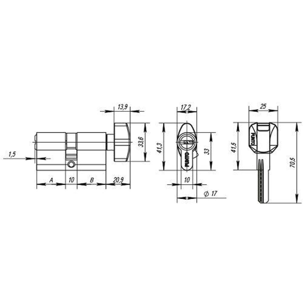 Цилиндровый механизм с вертушкой PUNTO Z402/120 mm (55+10+55) CP хром 5кл. /40883/