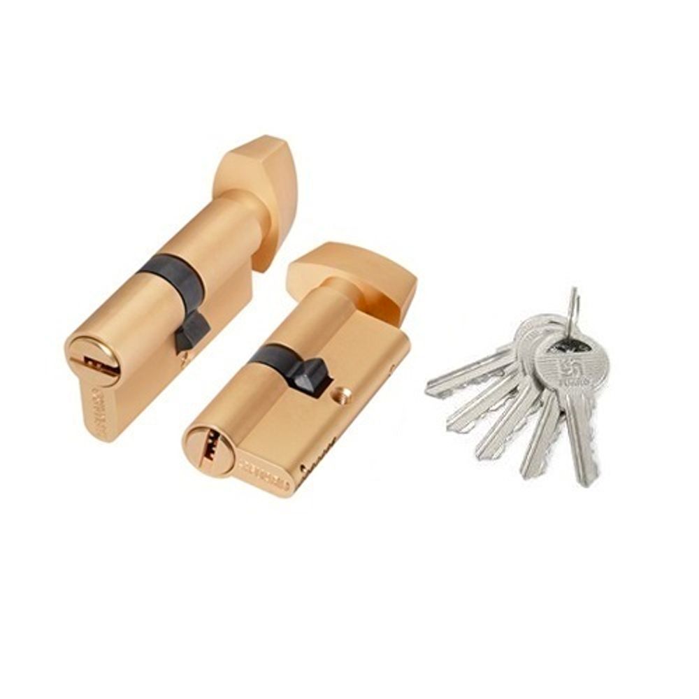 Цилиндровый механизм с вертушкой FUARO 100 ZM 60 (25+10+25) SSG сатин.золото 5 кл.