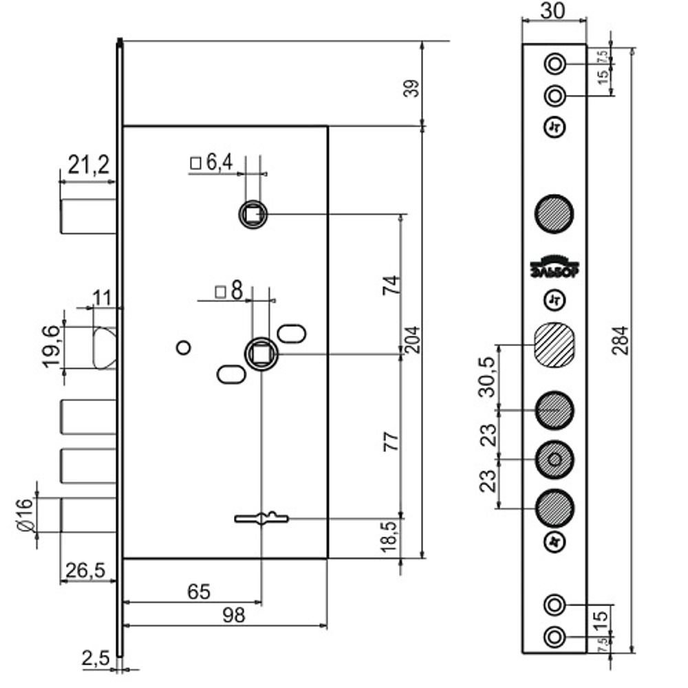 Замок врезной ЭЛЬБОР 1.02.25 Лазурит