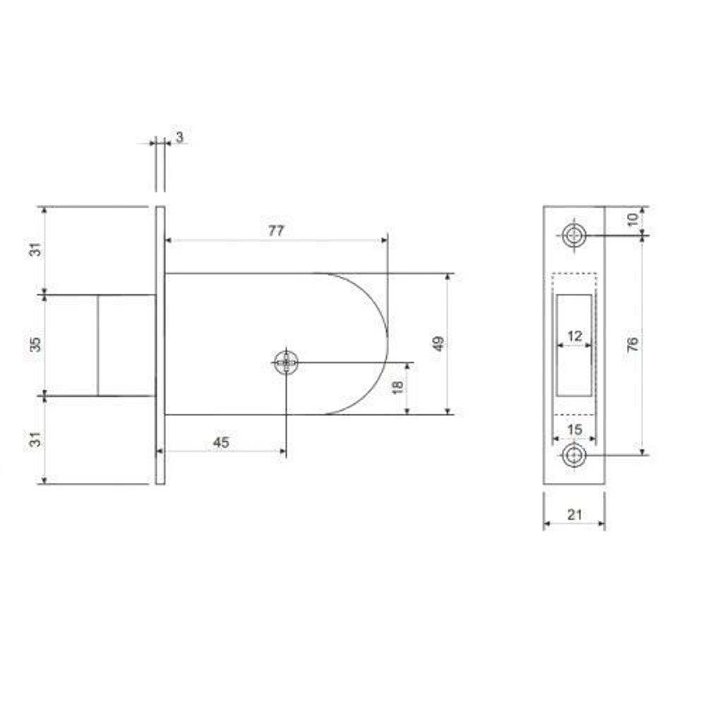 Замок врезной APECS 90-K G золото