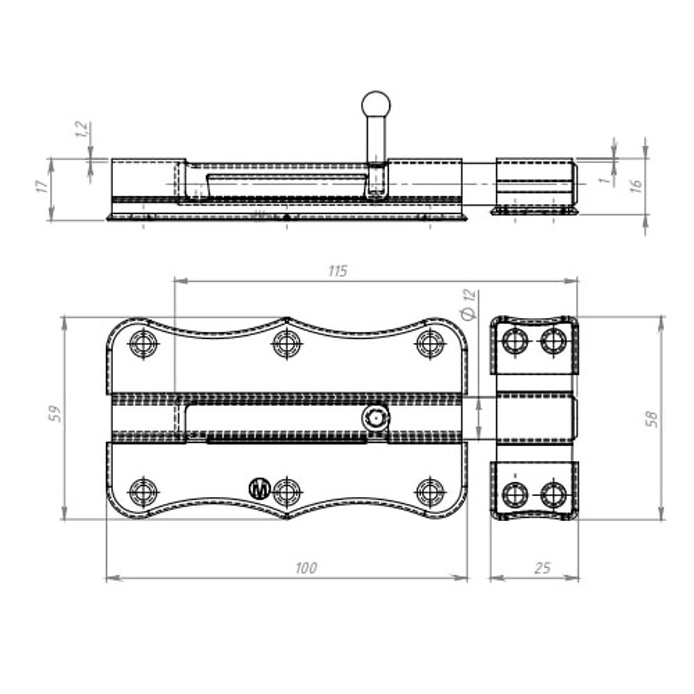Задвижка накладная КУНГУР ЗТ2-100 цинк (30) мт (1шт)