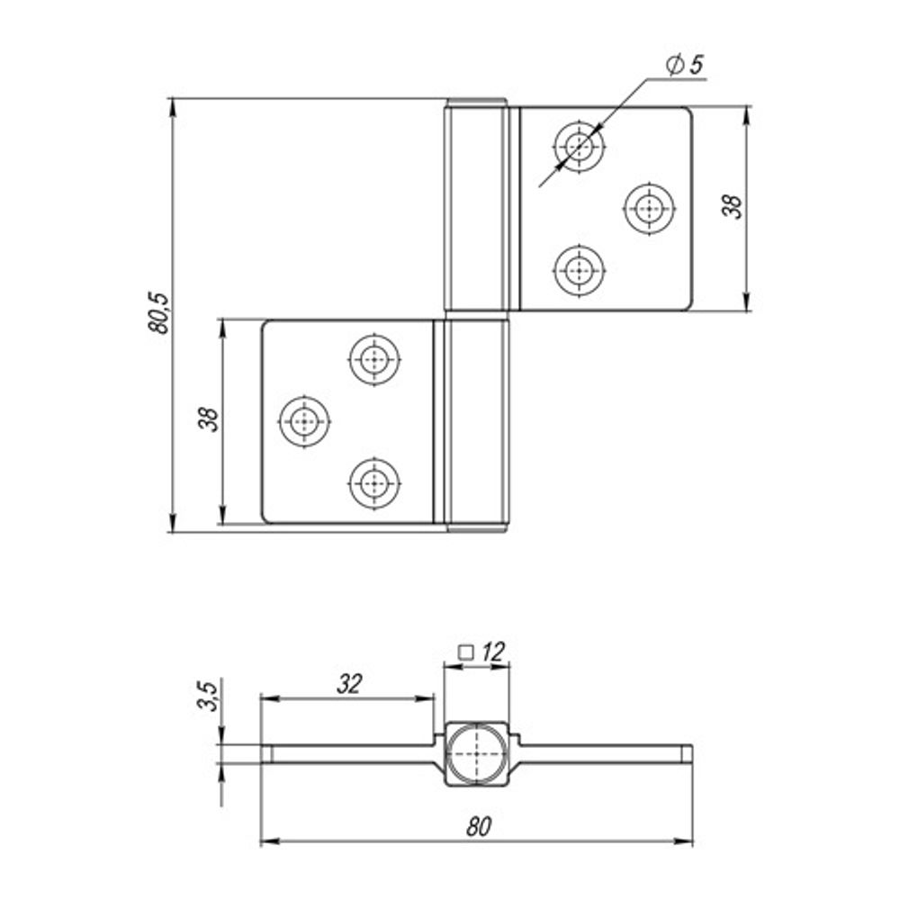 Петля универсальная флажковая ARMADILLO IN3800US-FSG флор. золото /57537/