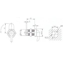 Замок мебельный ручка для металлических ящиков и шкафов 106-22 (90° С)