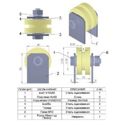 Ролик капролон d-50 под полосу на пластинах