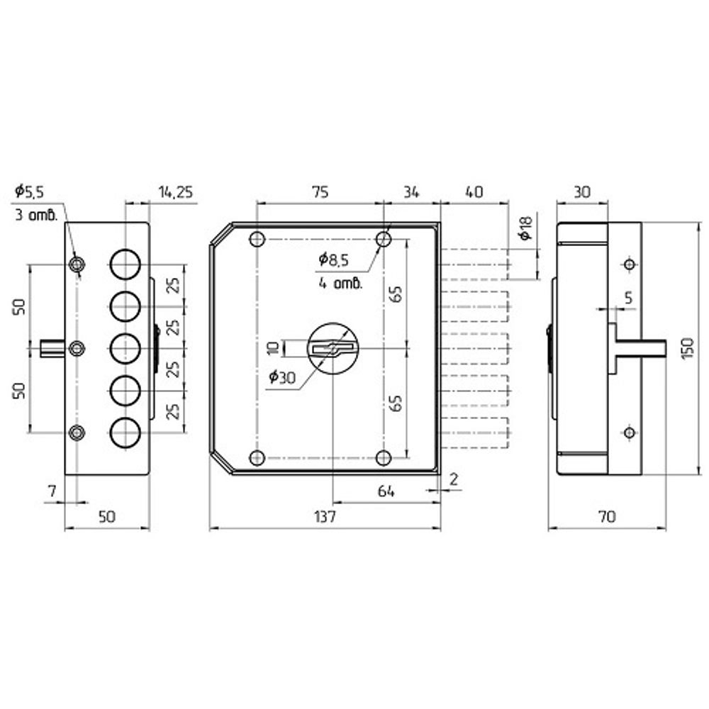 Замок накладной МЕТТЭМ ЗН4 030.1.1 левый