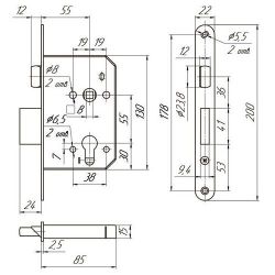 Замок врезной МЕТТЭМ ЗВ4 401.0.0 УНИВЕР 1риг. /14950/